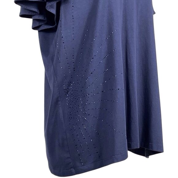 Chico’s Touch of Cool Navy V-Neck Flutter Sleeve Embellished Top Size 3 (XL) - Picture 10 of 16